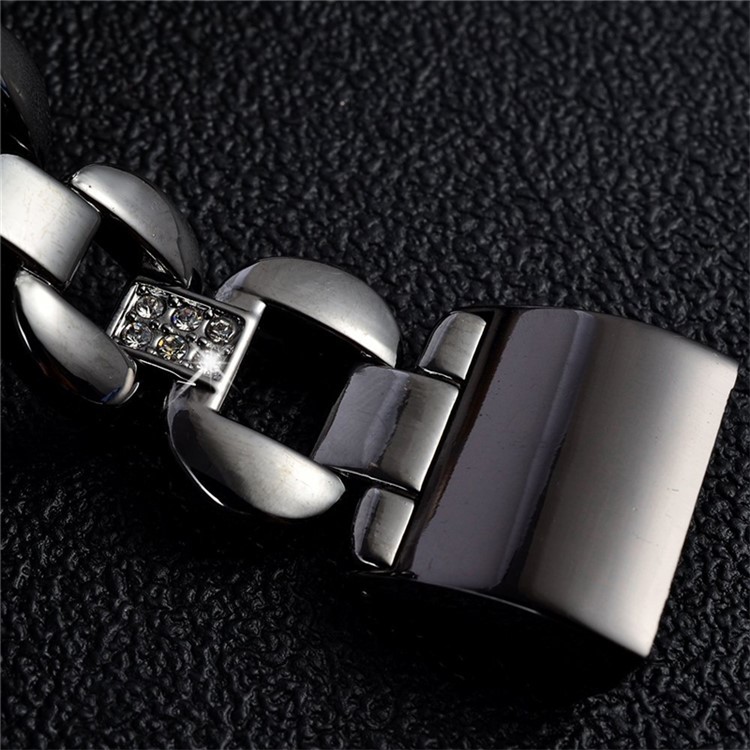 D-shape Rhinestone Decor Stainless Steel Watch Band for Fitbit Charge 2 - Black-4