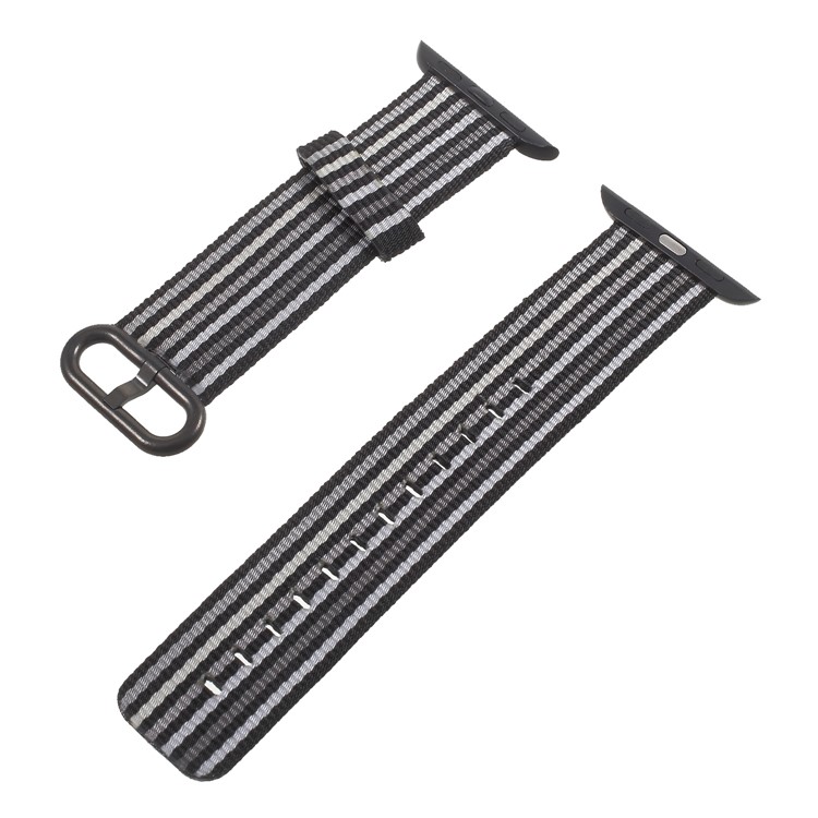 Metal Buckle Nylon Watch Band for Apple Watch Series 4 40mm, Series 3 / 2 / 1 38mm - Black-2