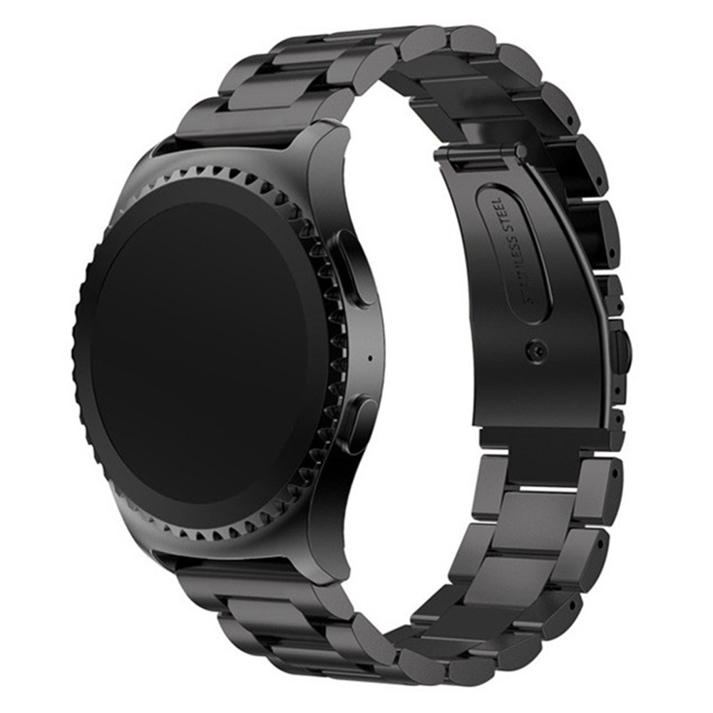 Luxo Três Contas De Aço Inoxidável Cinta De Metal Com Fecho Dobrável Para Huawei Assistir 2 - Preto-3