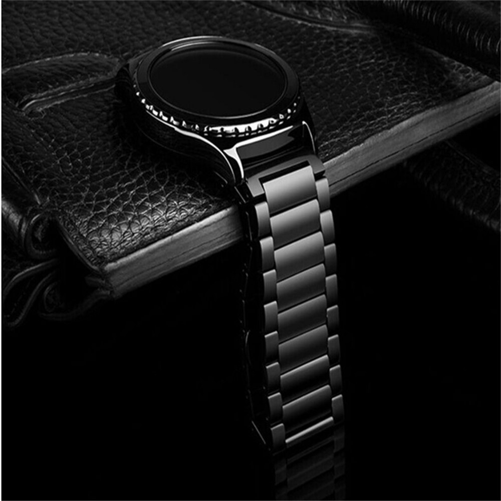 Luxo Três Contas De Aço Inoxidável Cinta De Metal Com Fecho Dobrável Para Huawei Assistir 2 - Preto-4