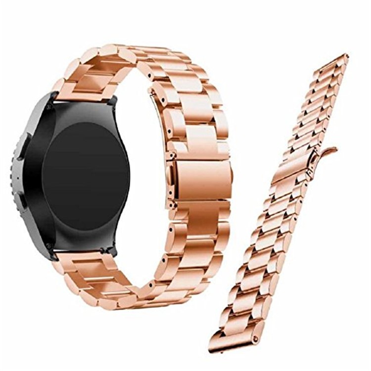 20 mm di Lusso Tre Perle in Acciaio Inossidabile Sostituzione Della Cinghia di Orologio in Metallo Con Chiusura Pieghevole Per Huawei Orologio 2 - Oro Rosa-3