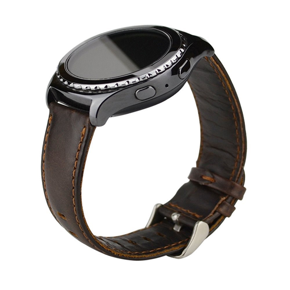 Pulseira De Relógio De Couro Genuíno Cavalo Louco Para Huawei Assistir 2 - Café-5