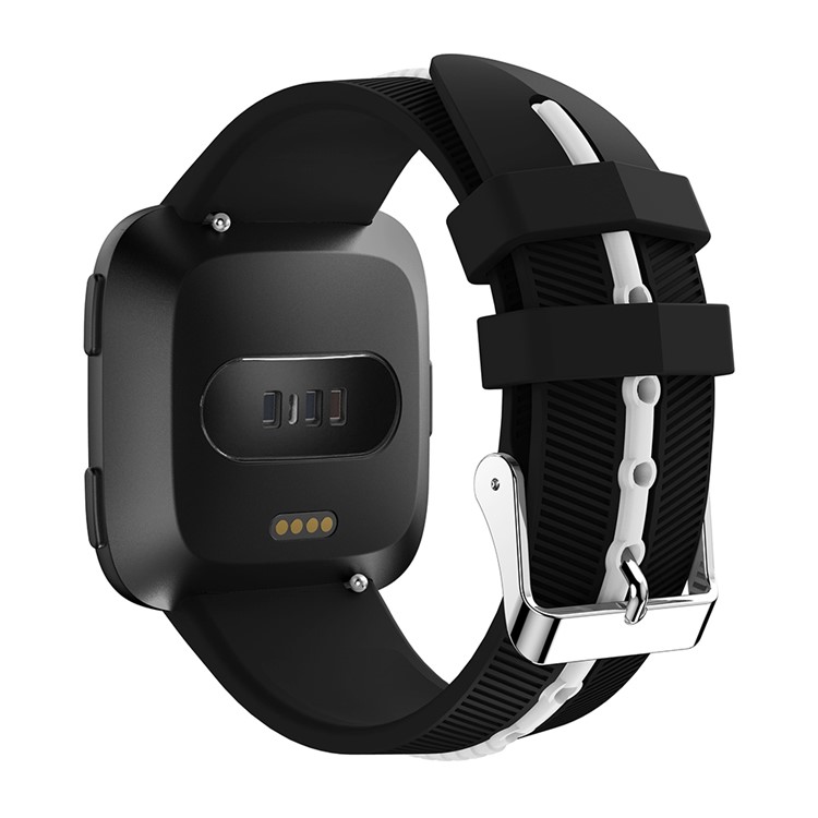 Two-tone Silicone Watch Strap Replacement for Fitbit Versa - Black / White-2