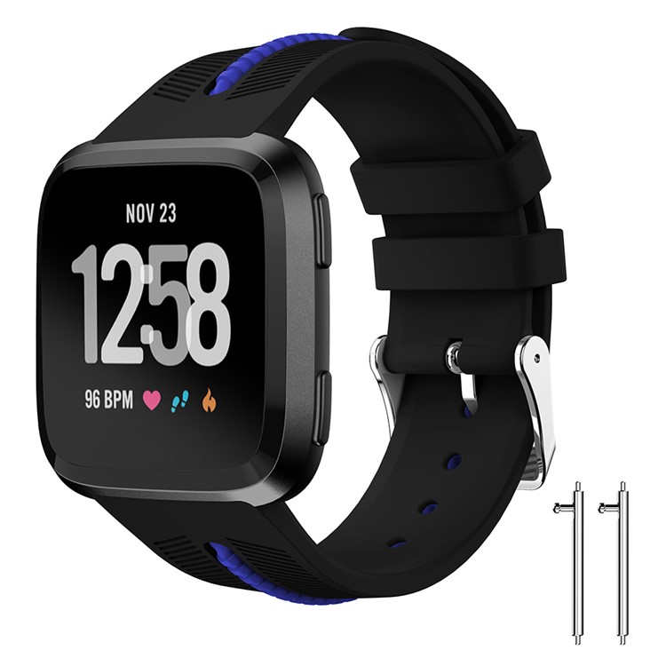 Two-tone Silicone Watch Band Replacement for Fitbit Versa - Black / Blue-1