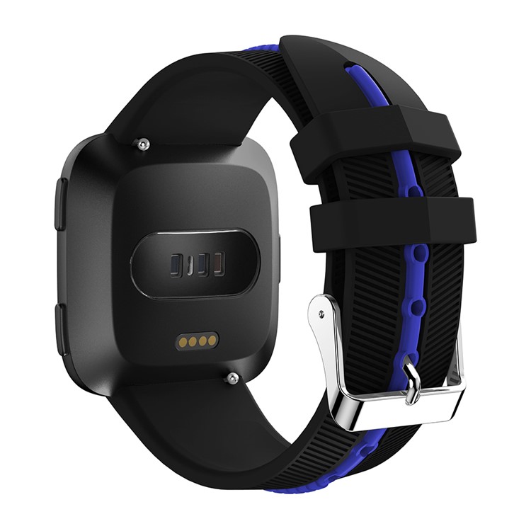 Two-tone Silicone Watch Band Replacement for Fitbit Versa - Black / Blue-2