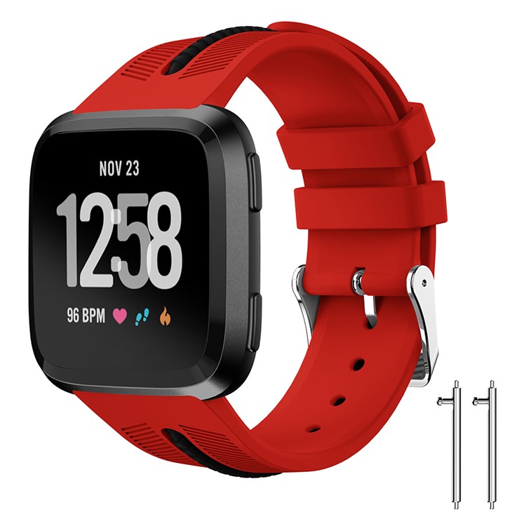 

Two-tone Silicone Wrist Strap Replacement for Fitbit Versa - Red / Black