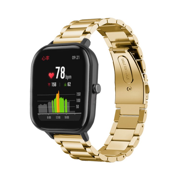 Solid Stainless Steel Watch Band Part Replacement for Huami Amazfit Smart Watch Youth Edition - Gold-2