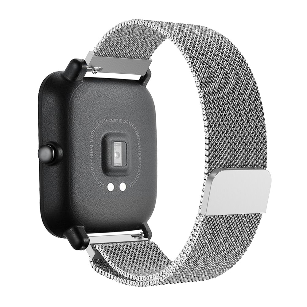 Magnetic Milanese Stainless Steel Woven Watch Strap Replacement for Huami Amazfit Smart Watch Youth Edition - Silver-1