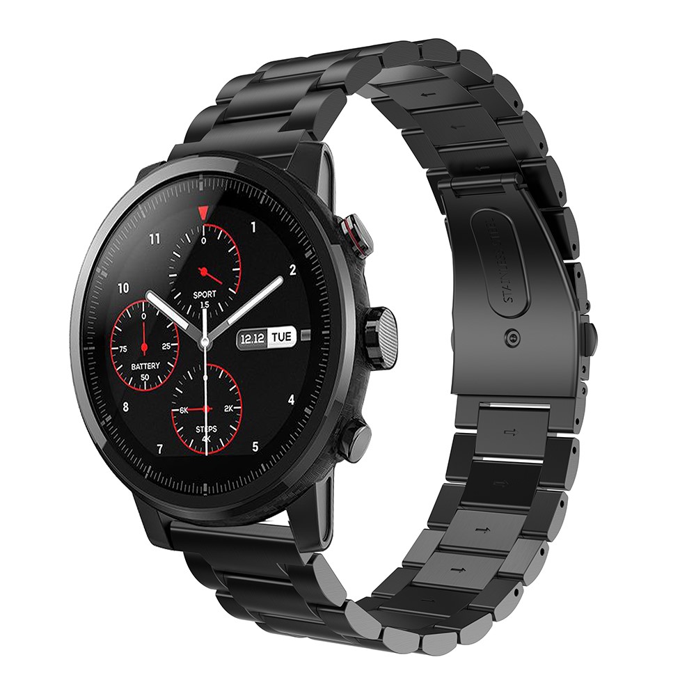 Solid Stainless Steel Watch Band Replacement for Huami Amazfit 2S Watch - Black-2