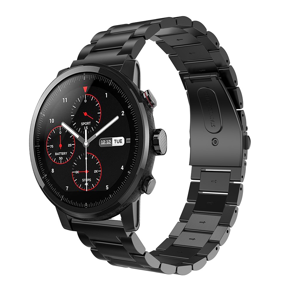 22 mm Fester Edelstahl -uhren -band -ersatz Für Huami Amazfit 2s Uhr - Schwarz-2