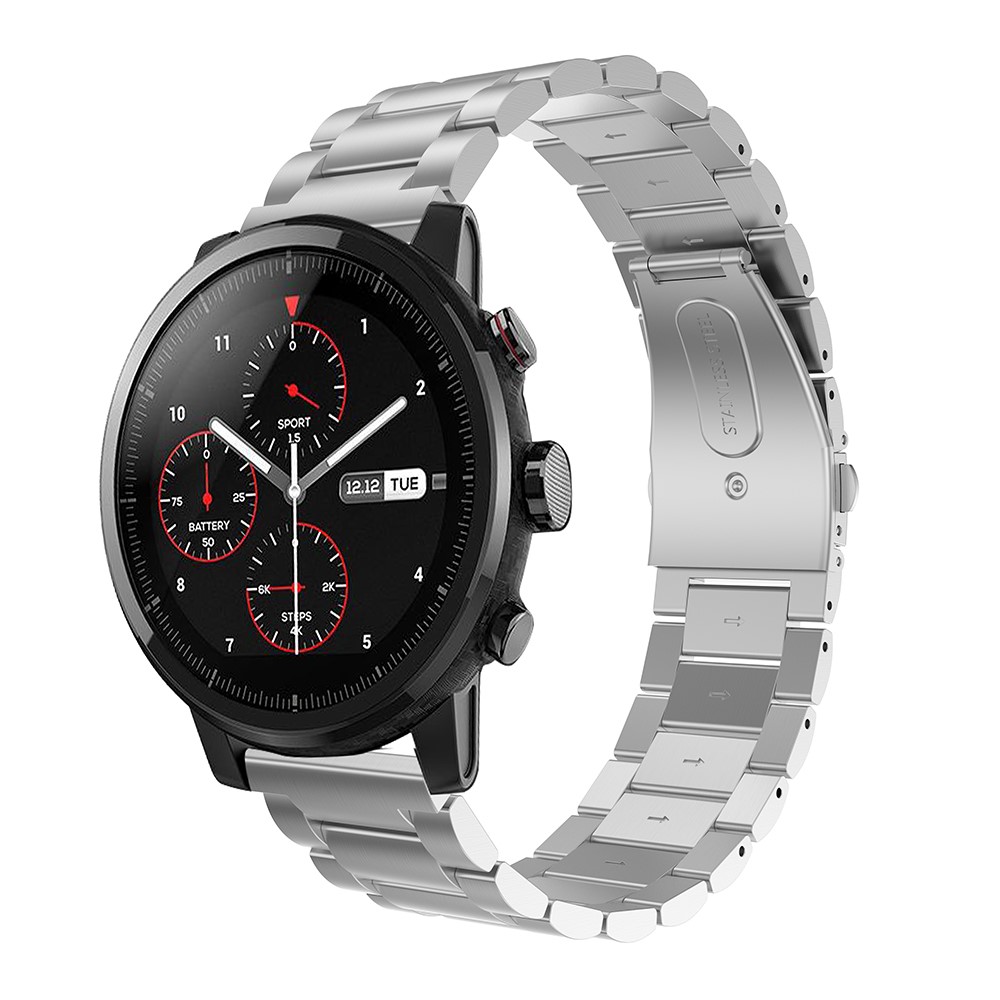 Solid Stainless Steel Watch Strap Part Replacement for Huami Amazfit 2S Watch - Silver-2