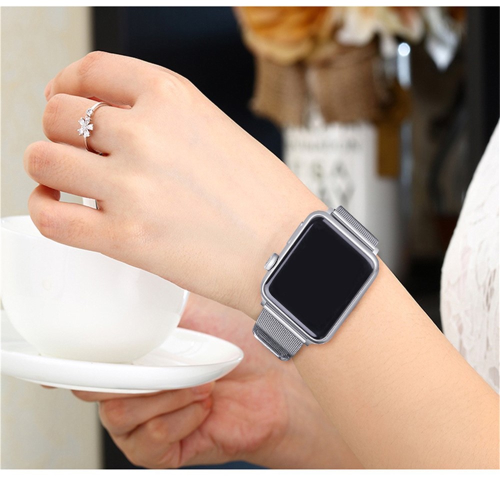 Klassische Edelstahlarmbandarmbanduhr Für Apple Watch Serie 3/2/1 42mm - Silber--4