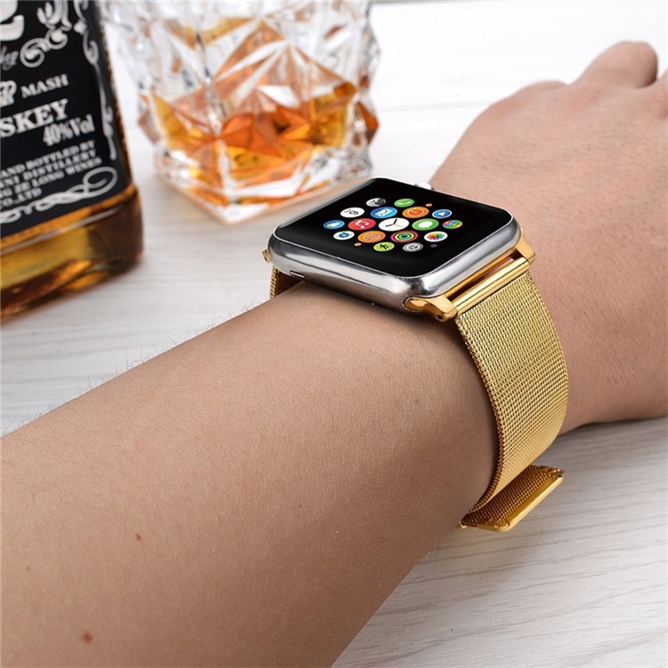 Classic Buckle Milanese Stainless Steel Wristwatch Band for Apple Watch Series 5 4 44mm/3/2/1 42mm - Gold-3