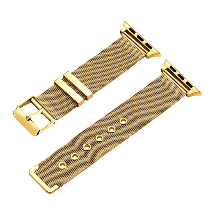 Classic Buckle Milanese Stainless Steel Wristwatch Band for Apple Watch Series 5 4 44mm/3/2/1 42mm - Gold-4