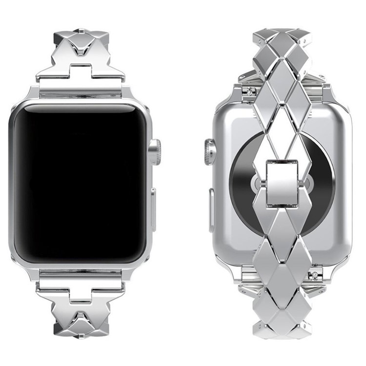 Rhombus Shaped Zinc Alloy Watch Replacement Band for Apple Watch Series 4 40mm, Series 3 / 2 / 1 38mm - Silver-3