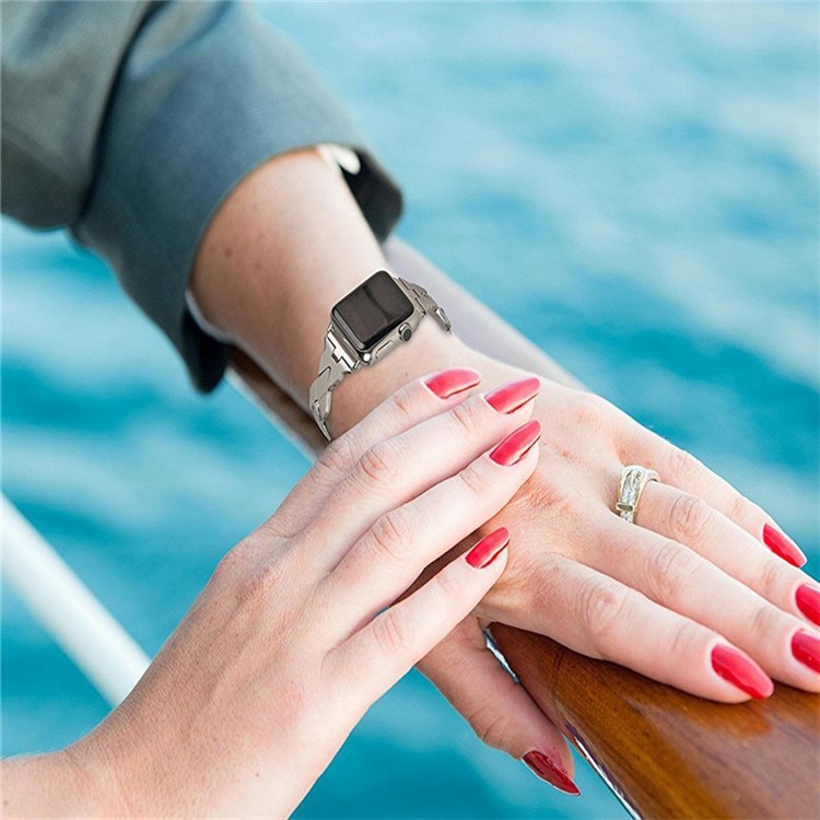 Rhombus Shaped Zinc Alloy Watch Replacement Band for Apple Watch Series 4 40mm, Series 3 / 2 / 1 38mm - Silver-5