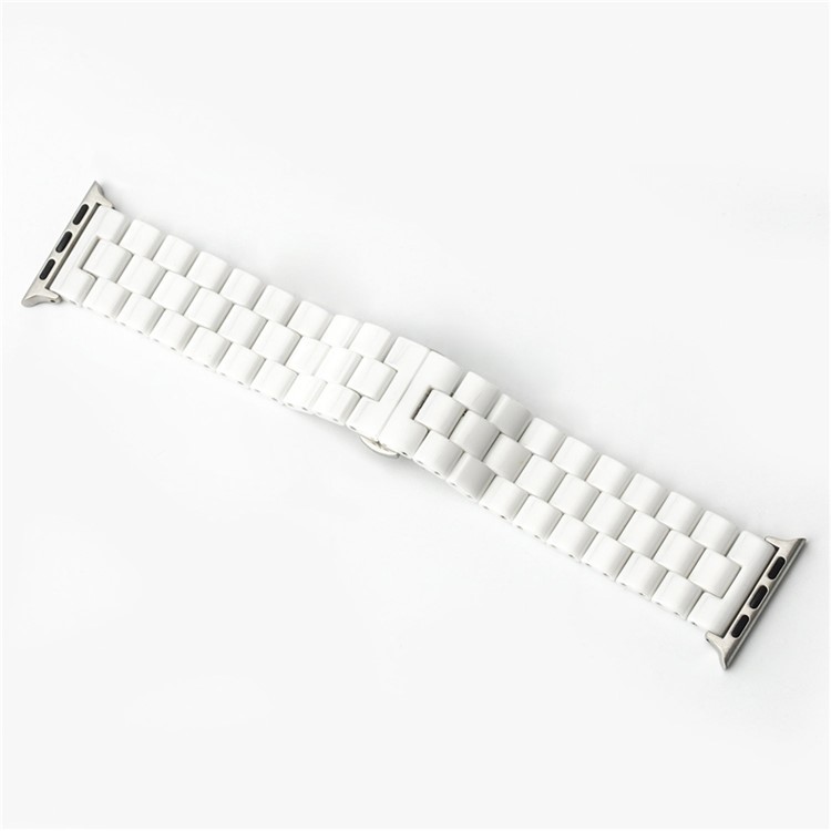 Três Contas De Borboleta Fivela Cerâmica Pulseira De Relógio Para Apple Assistir Série 3/2/1 38 Milímetros - Branco-4