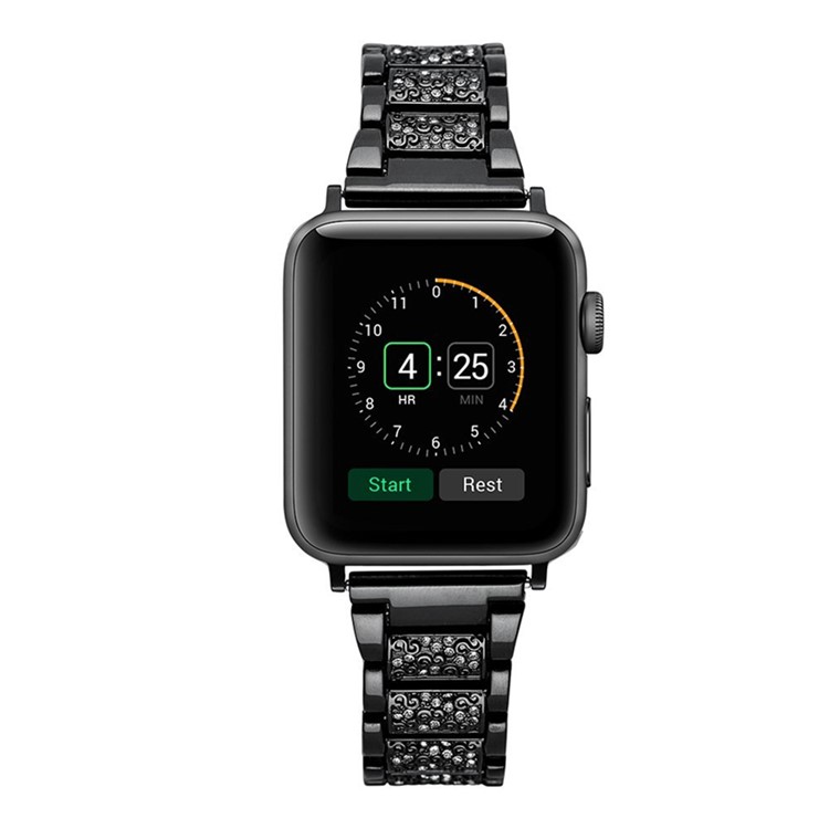 Kristalldekor Edelstahlarmband Für Apple Watch Serie 3/2/1 42mm - Schwarz-4