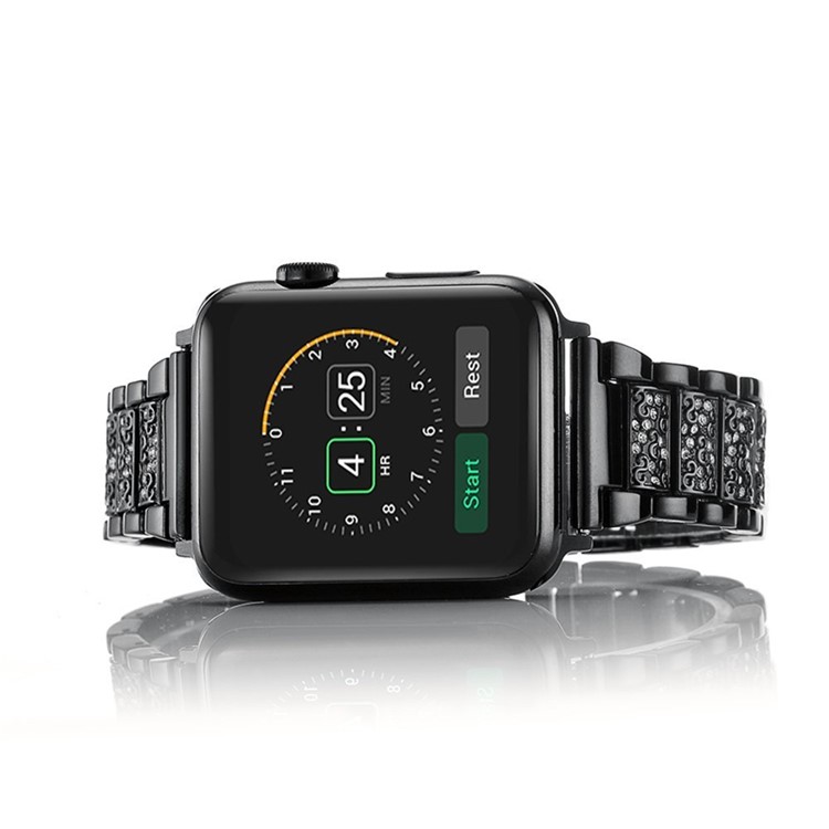 Kristalldekor Edelstahlarmband Für Apple Watch Serie 3/2/1 42mm - Schwarz-5