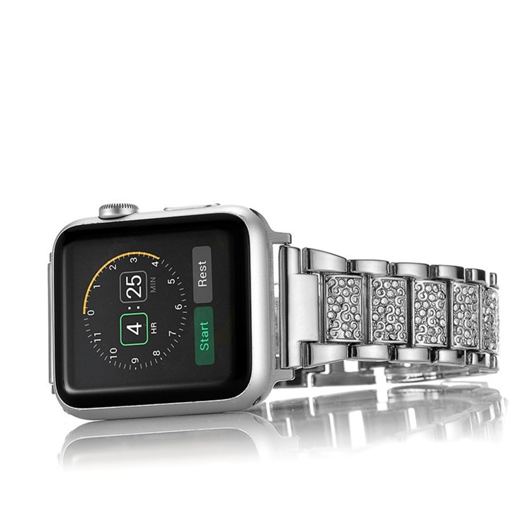 Crystal Decor Stainless Steel Watch Band for Apple Watch Series 4 44mm, Series 3 / 2 / 1 42mm - Silver-5