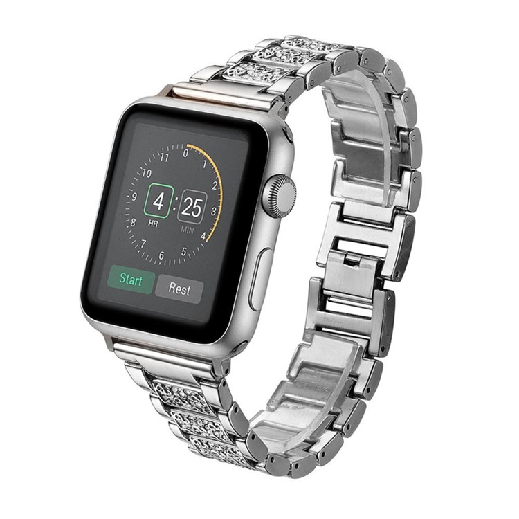 Crystal Decor Stainless Steel Watch Band for Apple Watch Series 4 44mm, Series 3 / 2 / 1 42mm - Silver-6