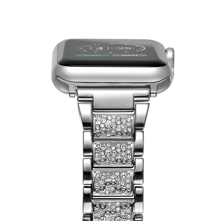 Crystal Decor Stainless Steel Watch Band for Apple Watch Series 4 44mm, Series 3 / 2 / 1 42mm - Silver-8