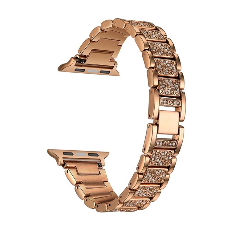Crystal Decor Stainless Steel Watch Strap Band for Apple Watch Series 4 44mm, Series 3 / 2 / 1 42mm - Rose Gold-2