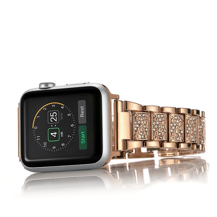 Crystal Decor Stainless Steel Watch Strap Band for Apple Watch Series 4 44mm, Series 3 / 2 / 1 42mm - Rose Gold-4