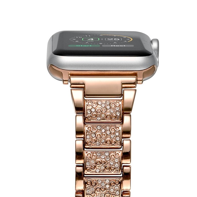 Crystal Decor Stainless Steel Watch Strap Band for Apple Watch Series 4 44mm, Series 3 / 2 / 1 42mm - Rose Gold-5