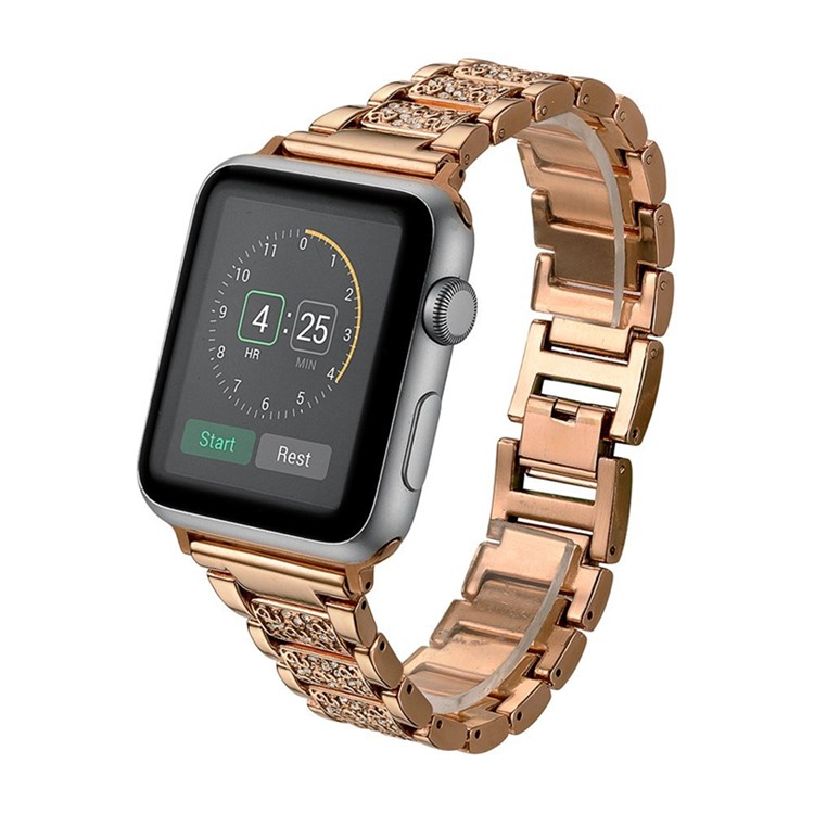 Crystal Decor Stainless Steel Watch Strap Band for Apple Watch Series 4 44mm, Series 3 / 2 / 1 42mm - Rose Gold-6