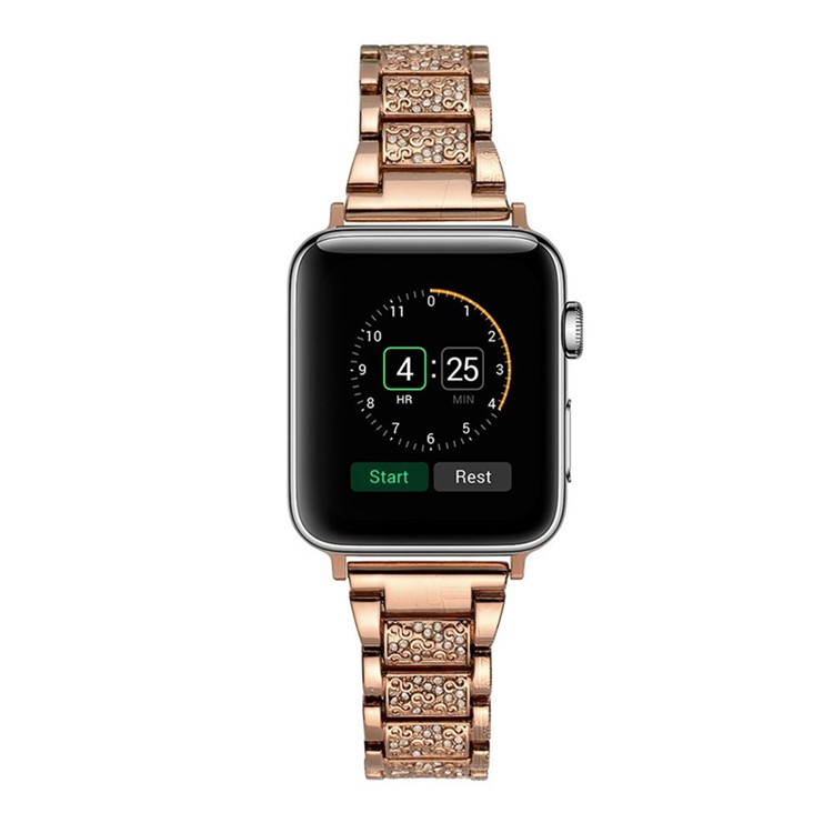 Crystal Decor Stainless Steel Watch Strap Band for Apple Watch Series 4 44mm, Series 3 / 2 / 1 42mm - Rose Gold-7
