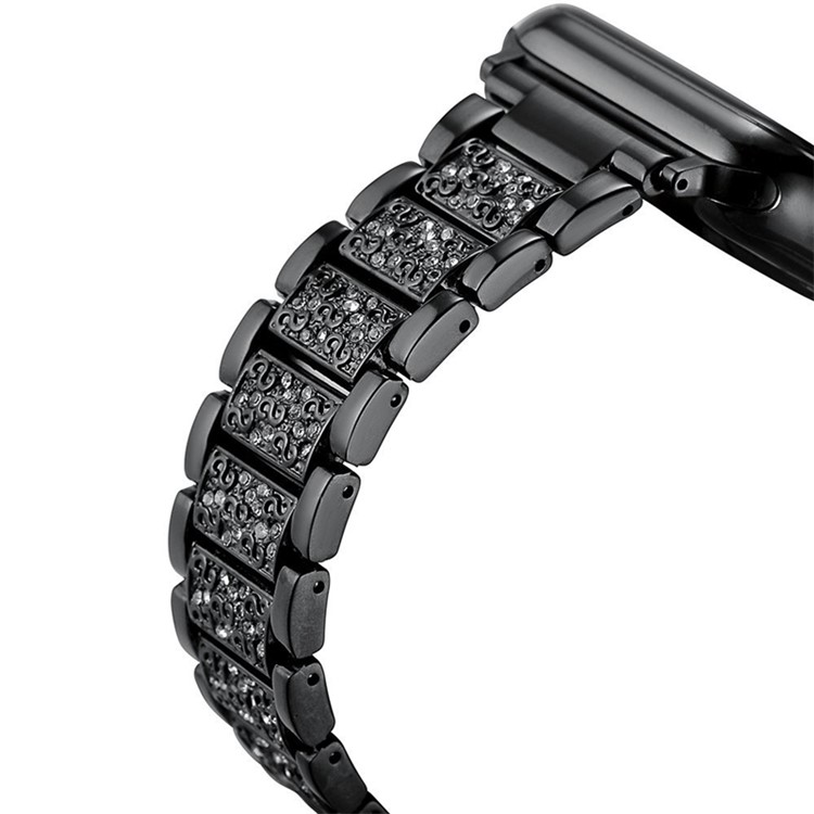 Faixa De Relógio De Metal S-padrão De Diamantes Para Séries De Relógios De Maçã 3/2/1 38mm - Preto-7