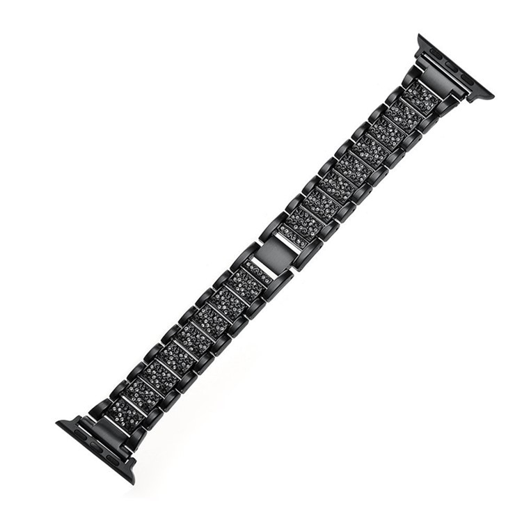 Faixa De Relógio De Metal S-padrão De Diamantes Para Séries De Relógios De Maçã 3/2/1 38mm - Preto-8