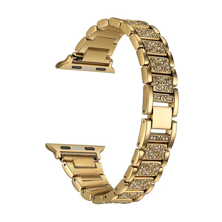 Metal S-pattern Diamonds Watchband Replacement for Apple Watch Series 4 40mm / Series 3 2 1 38mm - Gold-2