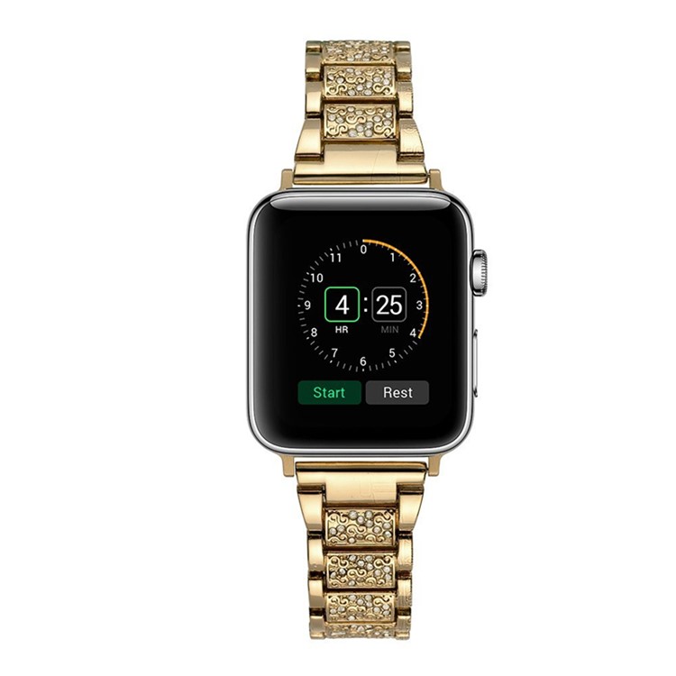 Metal S-pattern Diamonds Watchband Replacement for Apple Watch Series 4 40mm / Series 3 2 1 38mm - Gold-3