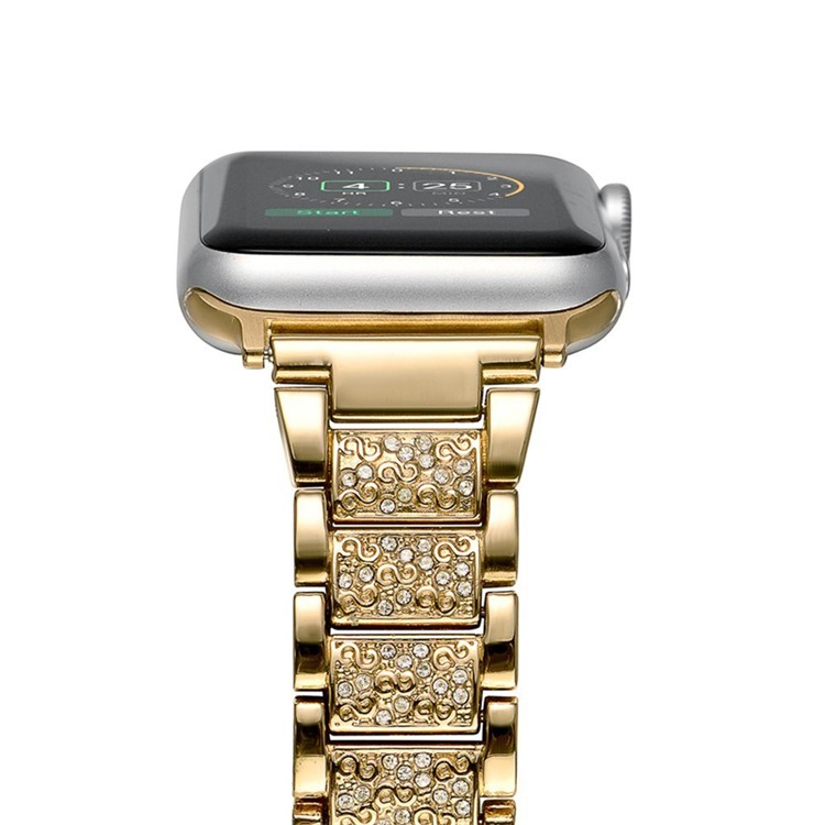 Metal S-pattern Diamonds Watchband Replacement for Apple Watch Series 4 40mm / Series 3 2 1 38mm - Gold-4