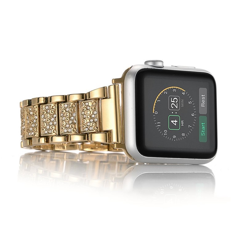Metal S-pattern Diamonds Watchband Replacement for Apple Watch Series 4 40mm / Series 3 2 1 38mm - Gold-6