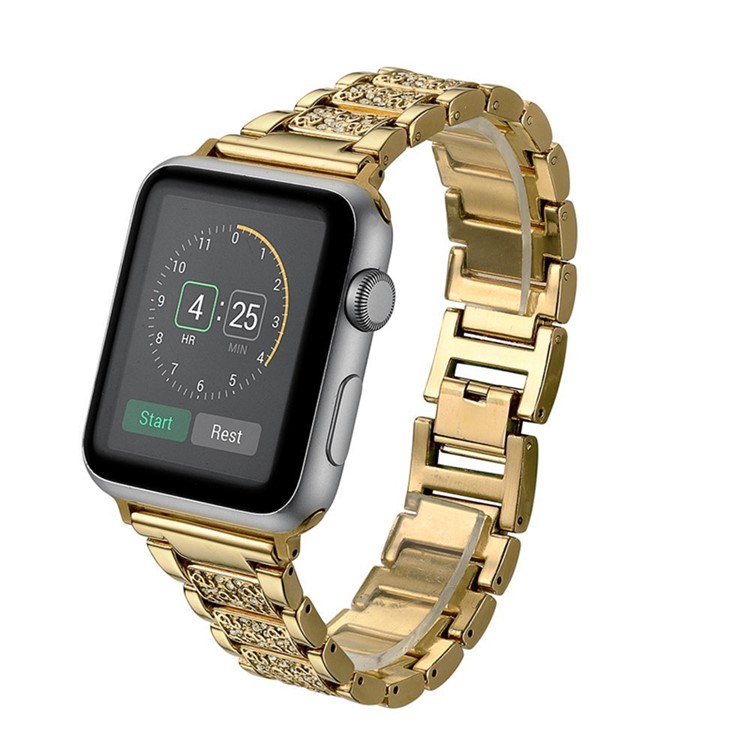 Metal S-pattern Diamonds Watchband Replacement for Apple Watch Series 4 40mm / Series 3 2 1 38mm - Gold-8