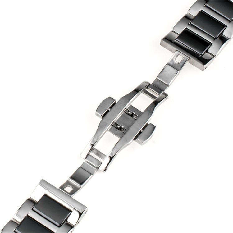 Keramik + Edelstahl Uhrenarmband Für Apple Watch Serie 3 / 2 / 1 42mm - Silber Schwarz-2
