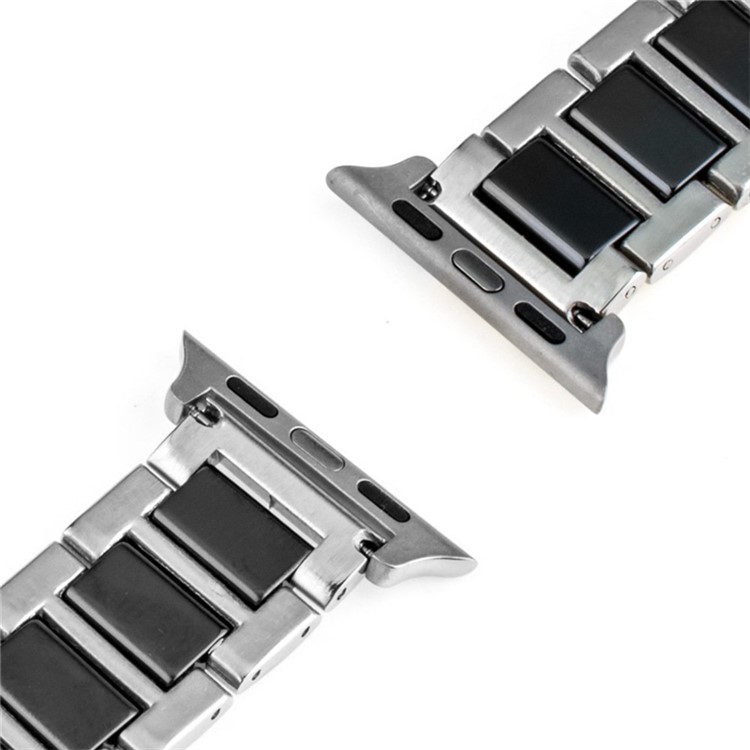 Keramik + Edelstahl Uhrenarmband Für Apple Watch Serie 3 / 2 / 1 42mm - Silber Schwarz-5
