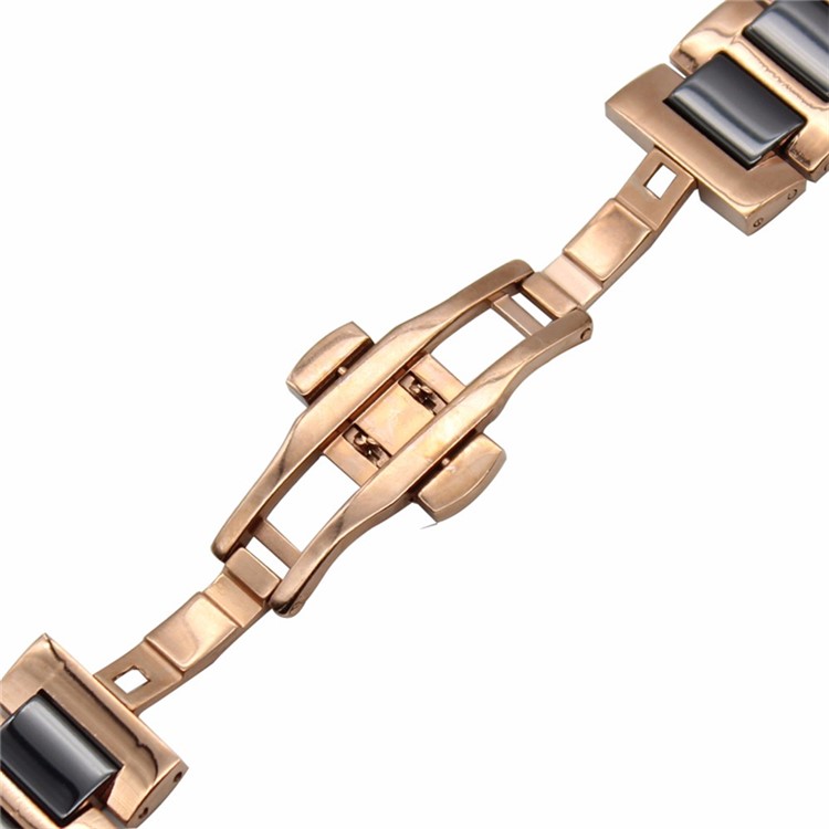 Ceramic + Stainless Steel Watch Band Strap for Apple Watch Series 5 4 40mm, Series 3 / 2 / 1 38mm - Gold/Black-5