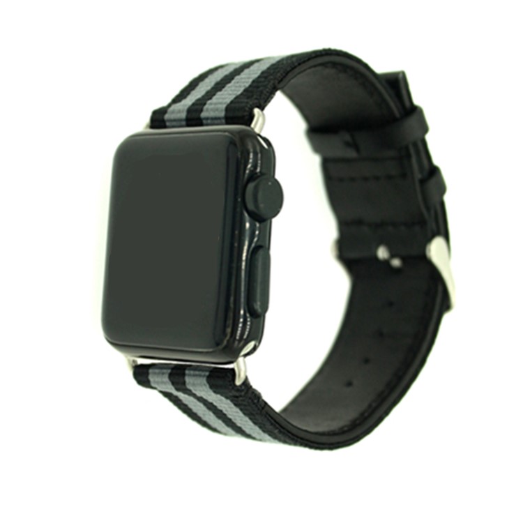 Correia De Relógio Da Recolocação Do Lazer Do Nylon + Leather Para A Série 3/2/1 42mm Do Relógio Da Maçã - Exército Verde-2