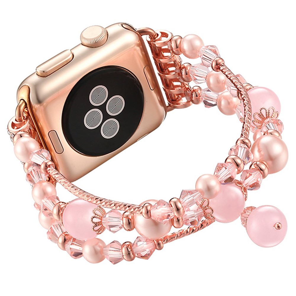 Achat Perlen Perlen Armband Armband Ersatz Für Apple Watch Serie 3/2/1 38mm - Rosa-1