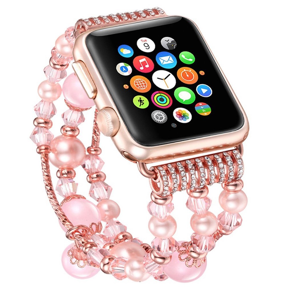 Achat Perlen Perlen Armband Armband Ersatz Für Apple Watch Serie 3/2/1 38mm - Rosa-3