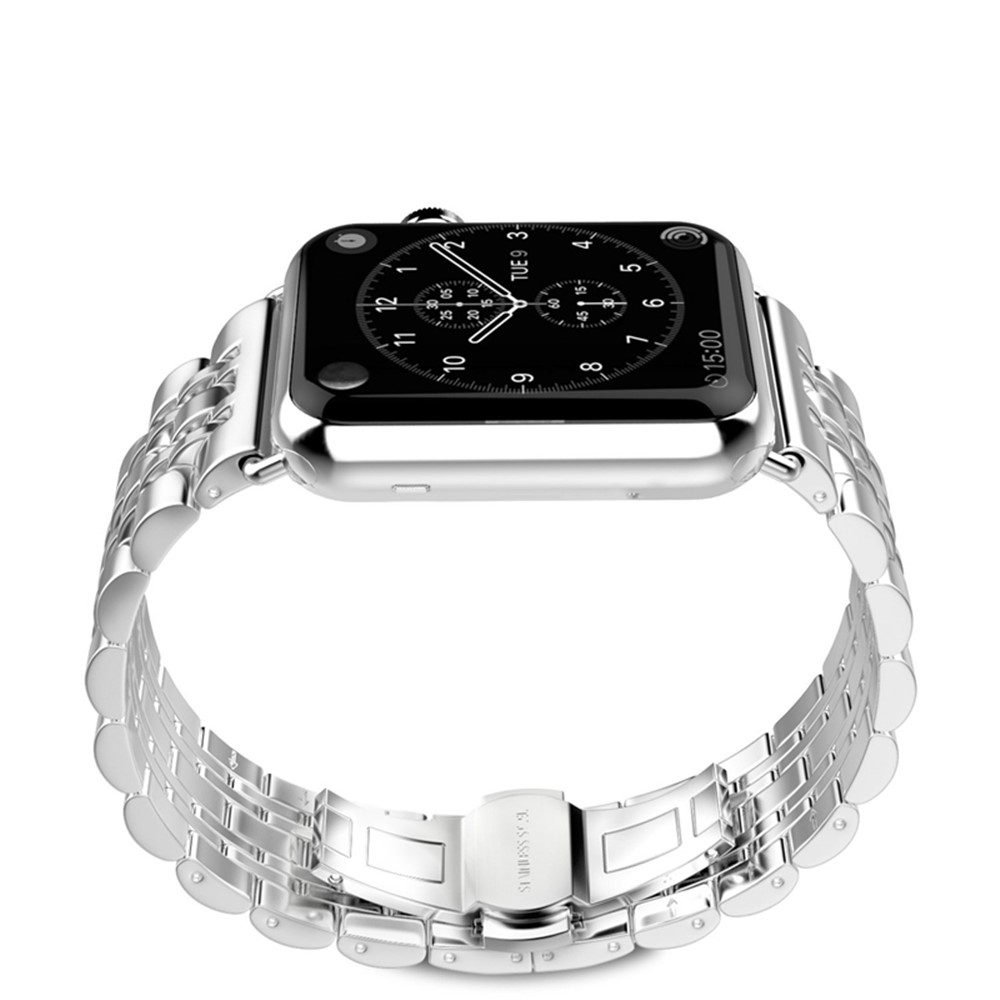 Bracelet De Montre Classique En Acier Inoxydable À Sept Perles Pour Apple Watch Series 3/2/1 42mm - Argent-3
