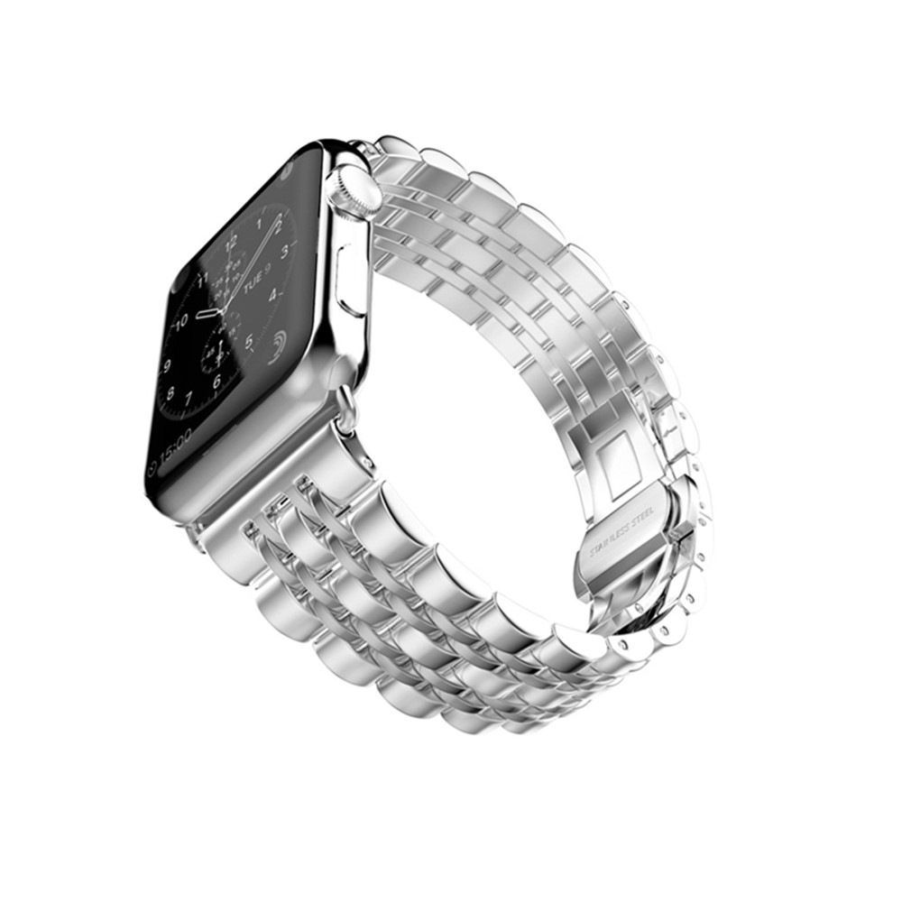 Bracelet De Montre Classique En Acier Inoxydable À Sept Perles Pour Apple Watch Series 3/2/1 42mm - Argent-5