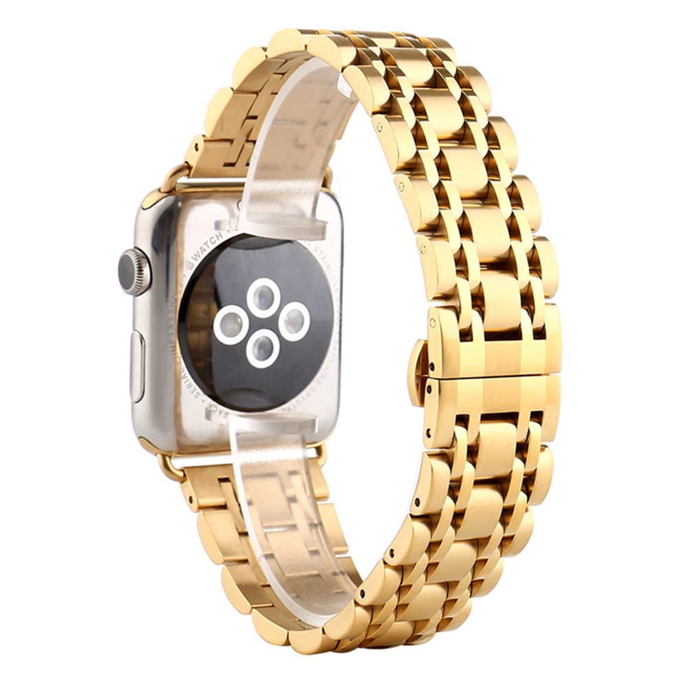 Classic Seven Beads Stainless Steel Wristwatch Band Replacement for Apple Watch Series 4 44mm/3/2/1 42mmm - Gold-1