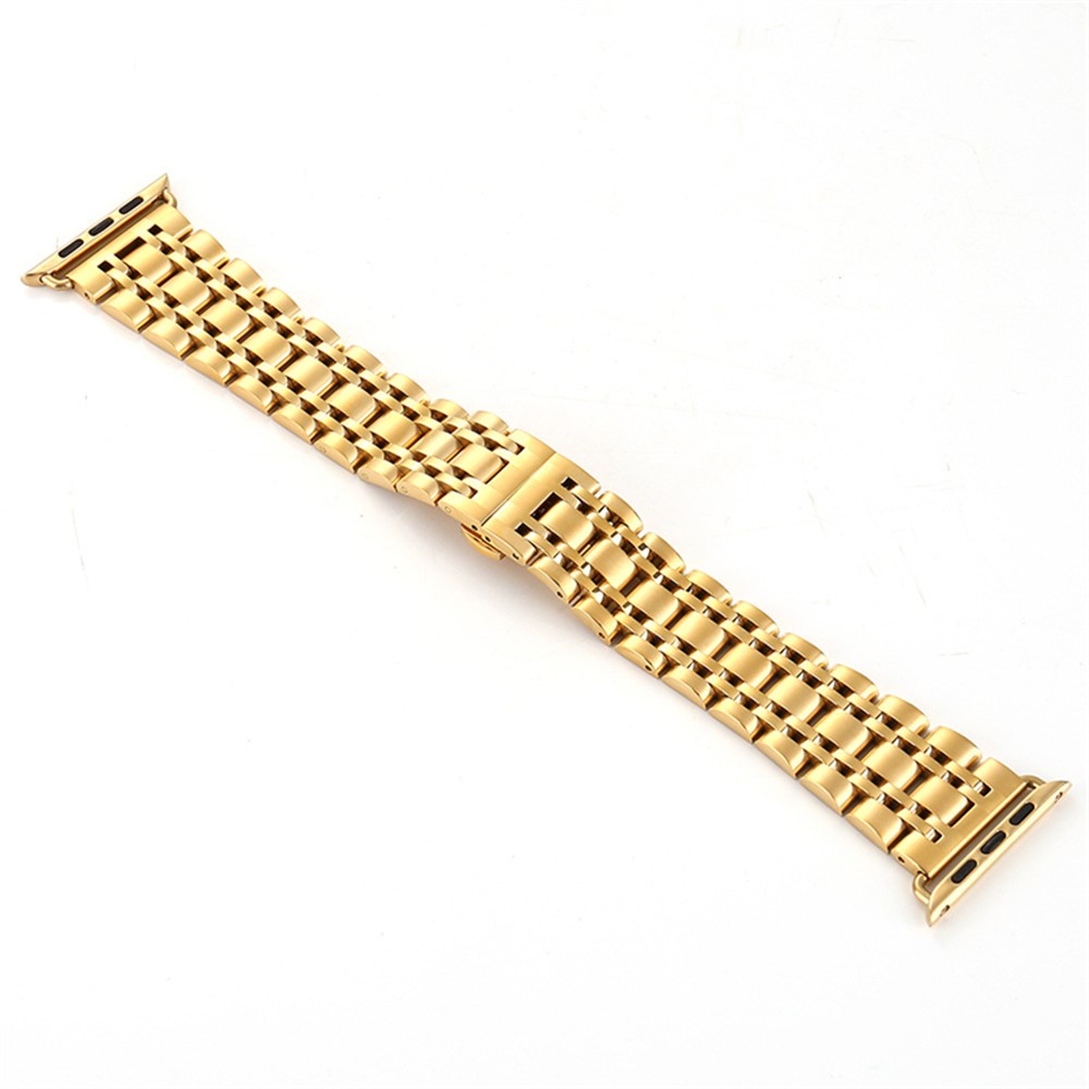 Classic Seven Beads Stainless Steel Wristwatch Band Replacement for Apple Watch Series 4 44mm/3/2/1 42mmm - Gold-2