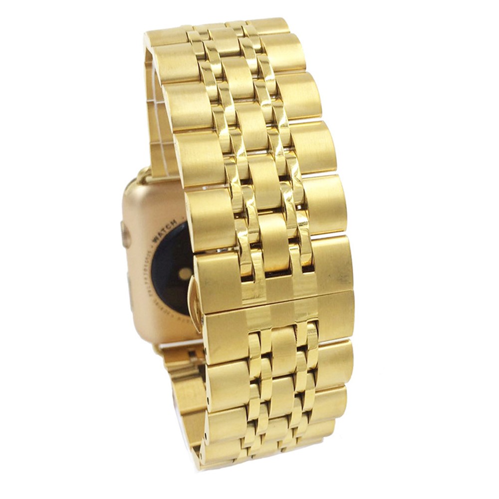 Classic Seven Beads Stainless Steel Wristwatch Band Replacement for Apple Watch Series 4 44mm/3/2/1 42mmm - Gold-5