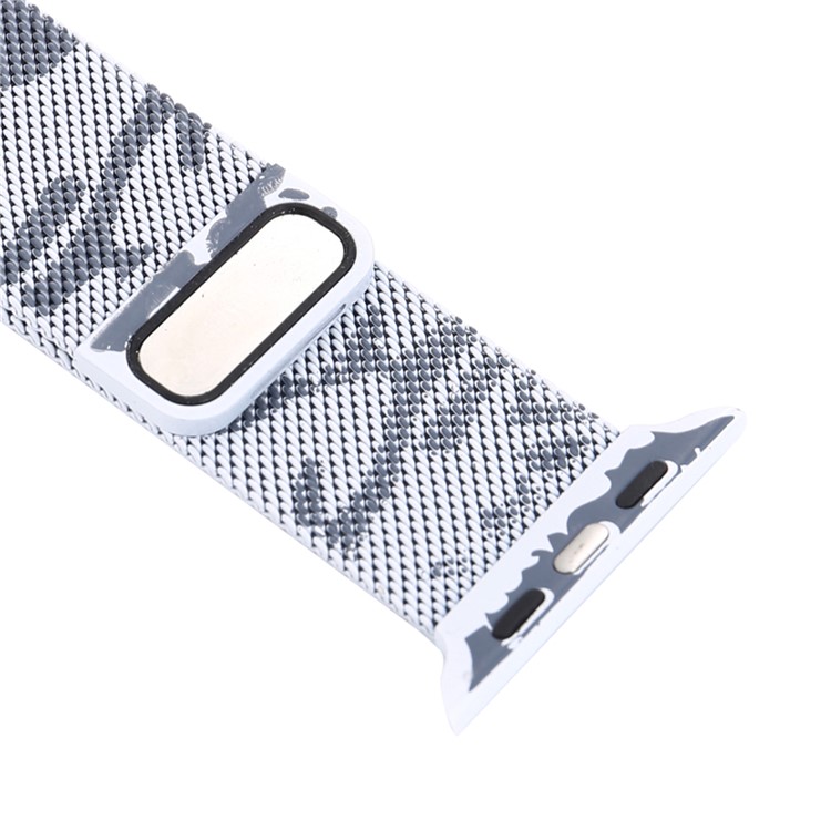 Für Apple Watch Serie 3 / 2 / 1 42mm Musterdruck Metall Milanese Armband - Tarnung / Hellgrau-4
